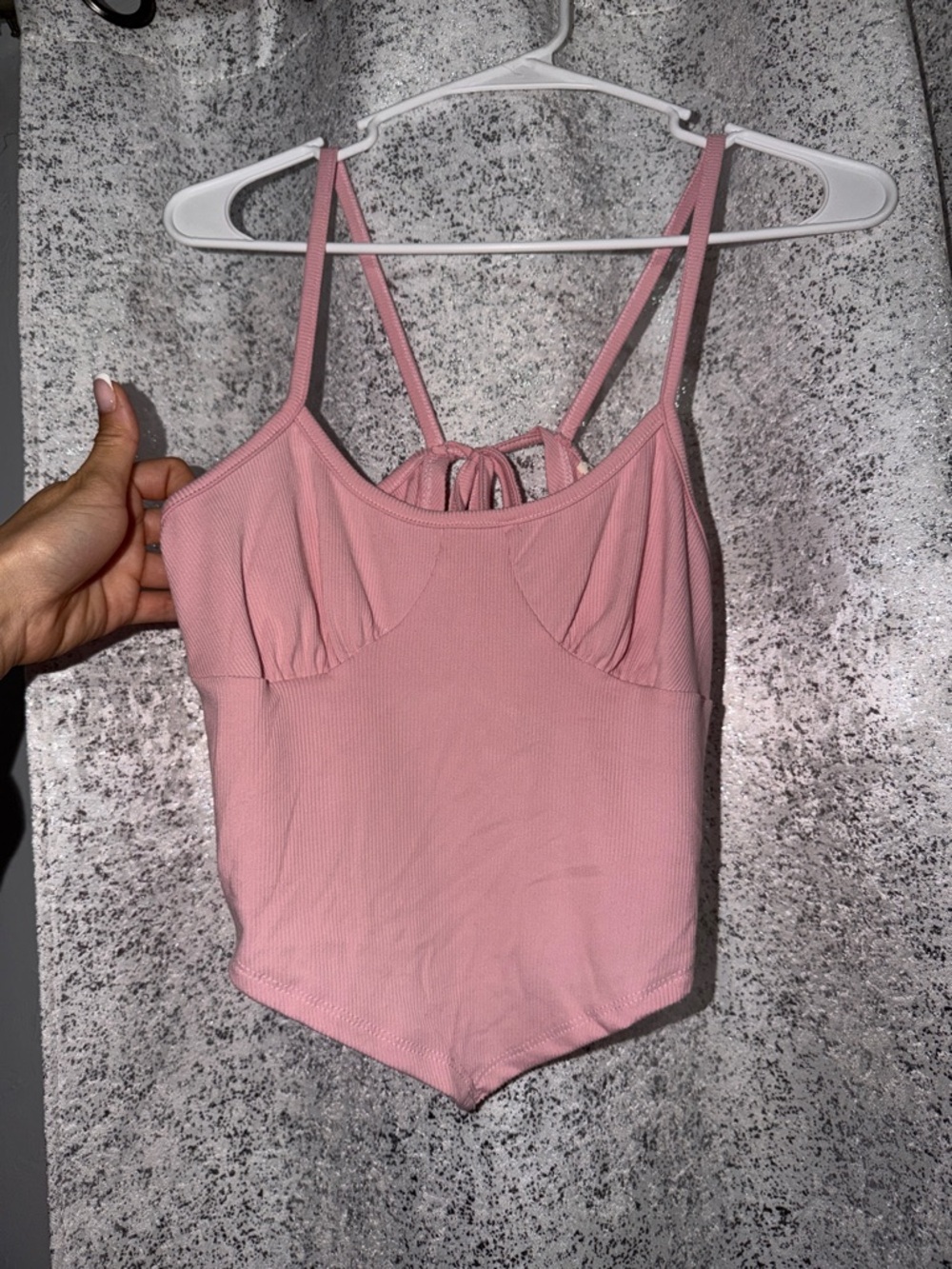 eye candy Ribbed Pink Tie-Back Crop Cami